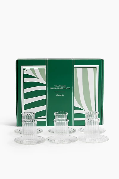6-pack tea glasses with saucers