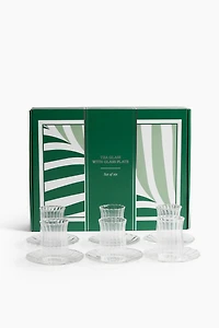 6-pack tea glasses with saucers