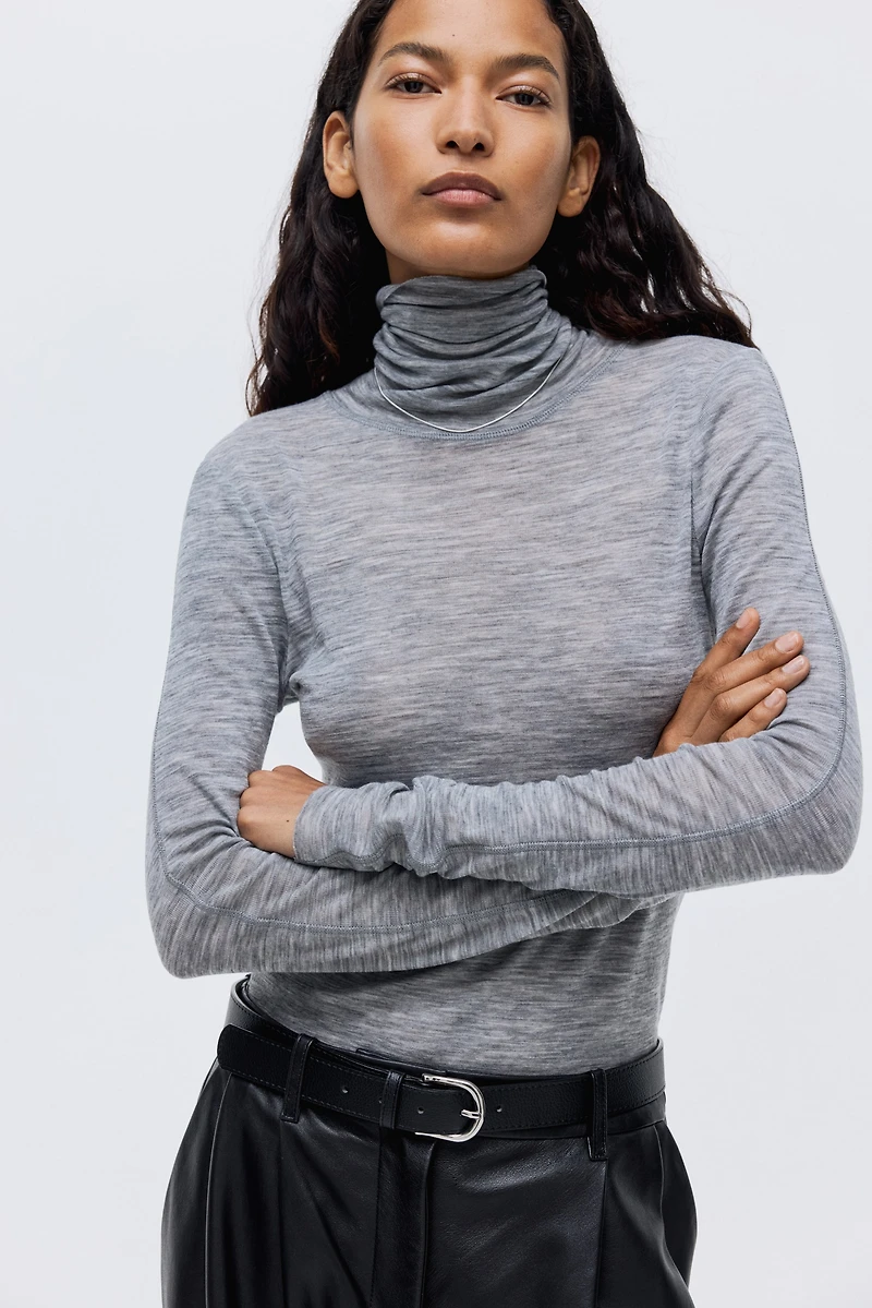 Wool Turtleneck Top