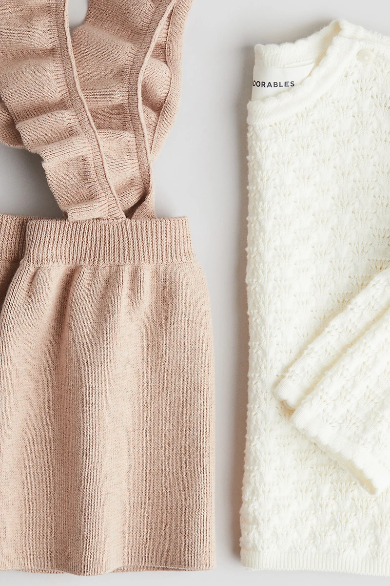 2-Piece Cotton-Knit Top and Skirt Set