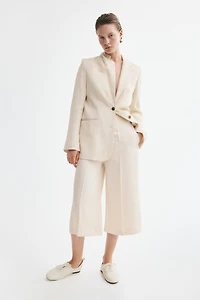 Button-Detail Twill Culottes