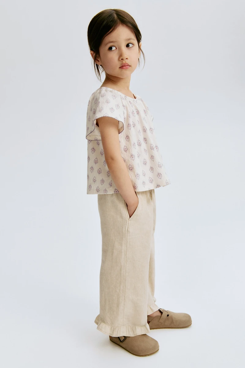 Linen-Blend Drawstring Pants