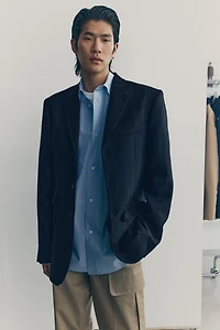 Long Single-Breasted Wool Jacket