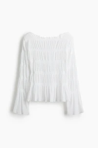 Haut nid d'abeille à encolure bateau