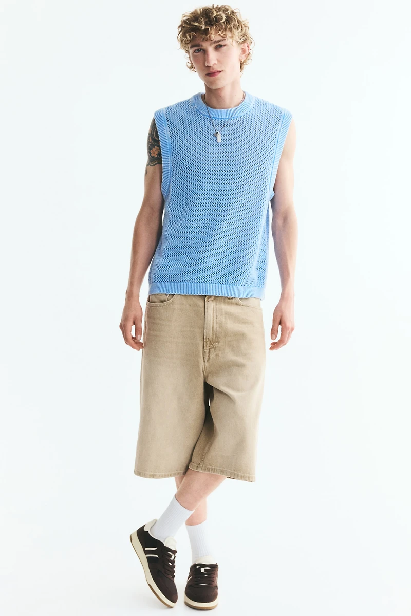 Regular-Fit Open-Knit Sweater Vest