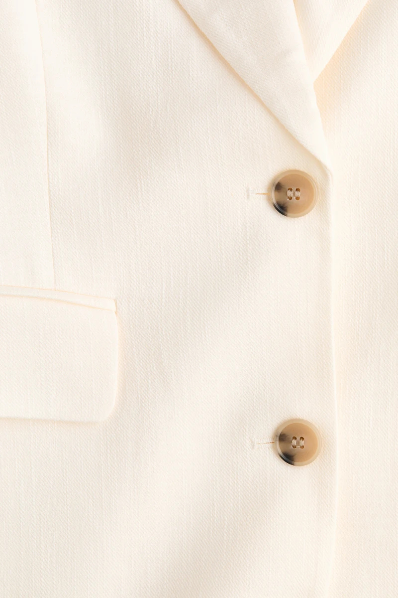 Single-Breasted Linen-Blend Blazer