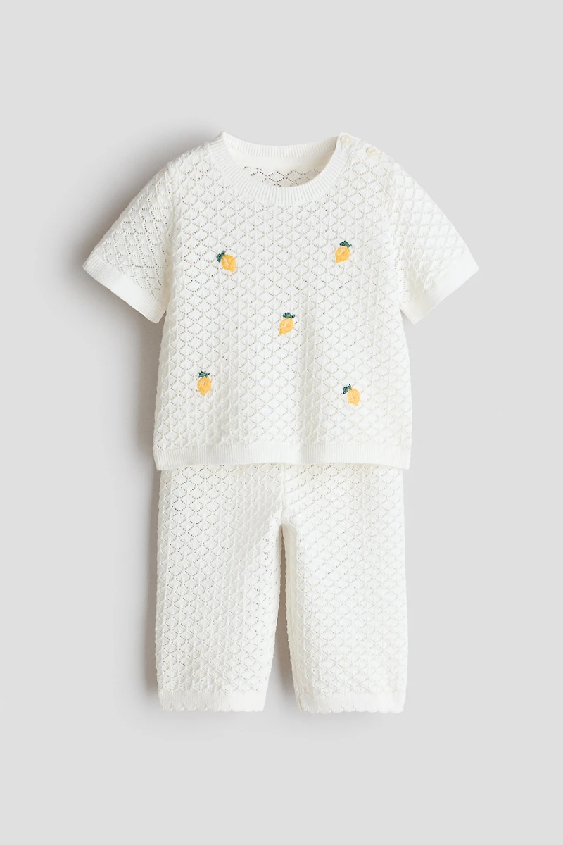 2-Piece Pointelle-Knit Cotton Set