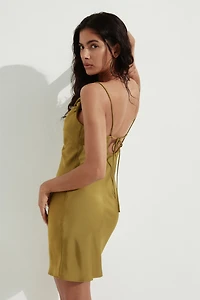 Tie-detail satin slip dress