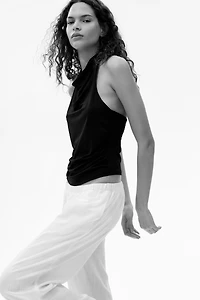 Wide-Leg Linen-Blend Pants