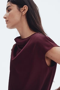 Cap-Sleeved Satin Blouse