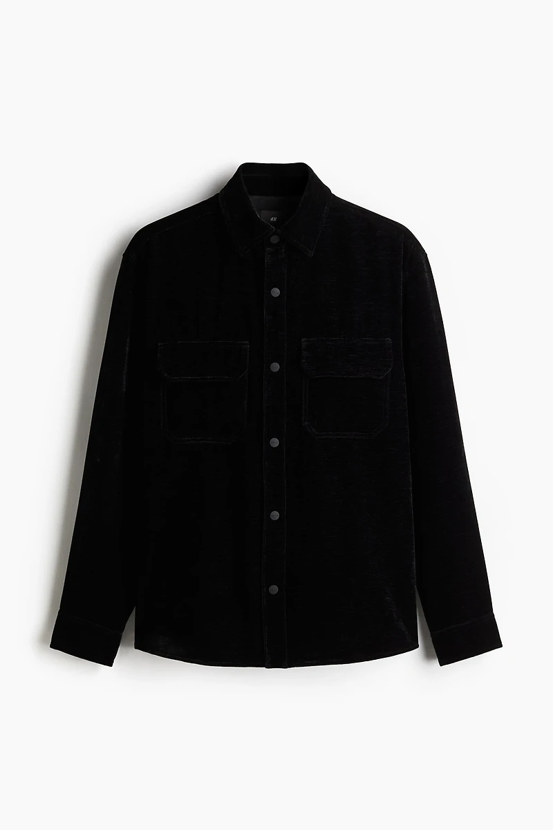 Regular Fit Velvet Overshirt