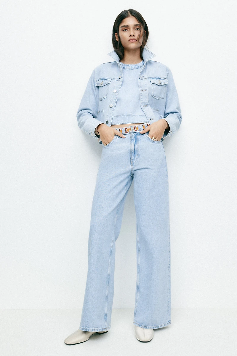 Jean large à taille très haute