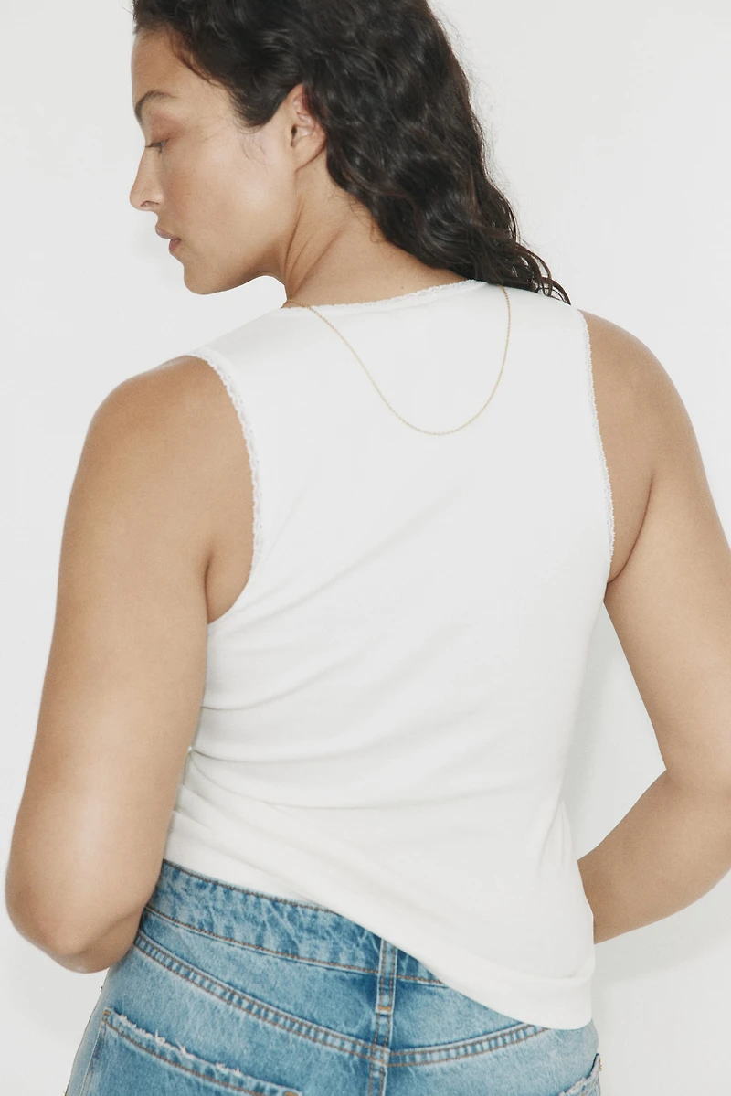 Lace-Trimmed Tank Top
