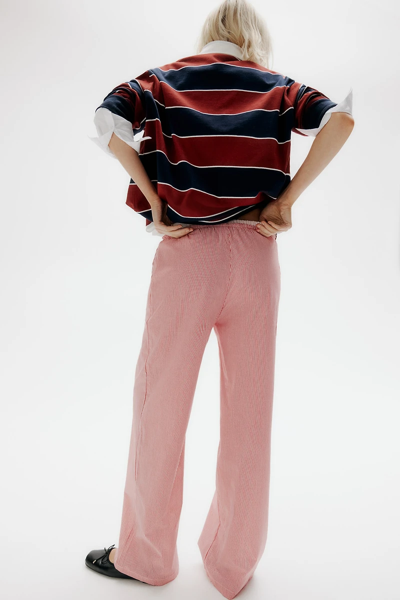 Double-Waistband Poplin Drawstring Pants
