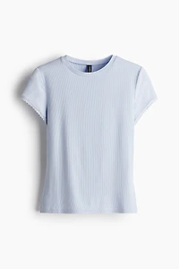 Lace-Trimmed Ribbed T-Shirt