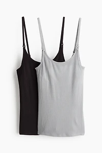 MAMA Lot de 2 hauts d'allaitement bretelles fines
