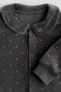 Velour Pajama Jumpsuit with Covered Feet