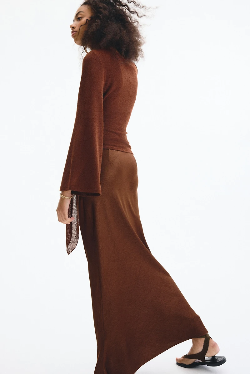 Crinkled Satin Maxi Skirt