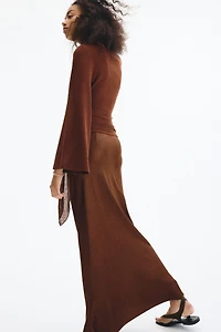 Crinkled Satin Maxi Skirt