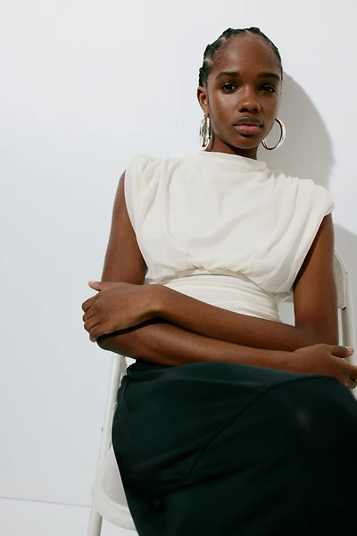 Haut sans manches à effet drapé