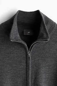 Slim Fit Merino Wool Cardigan with Zipper
