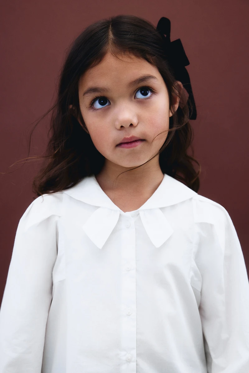 Cotton Blouse with Sailor Collar