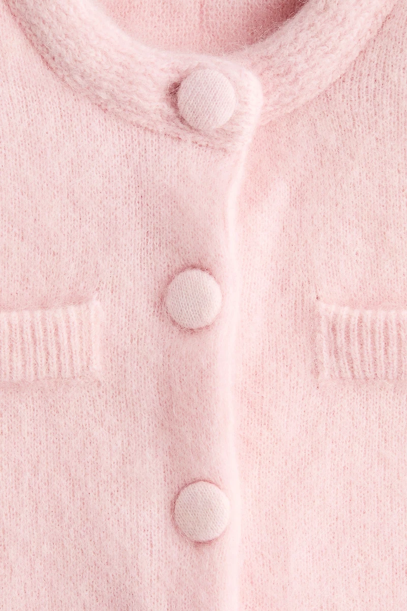 Mohair-Blend Cardigan with Shoulder Pads