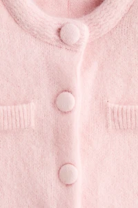 Mohair-Blend Cardigan with Shoulder Pads