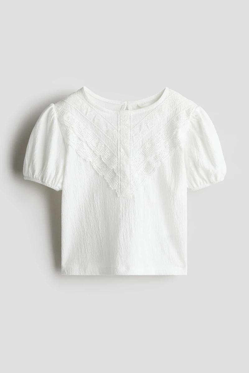 Lace-Detail Cotton Blouse