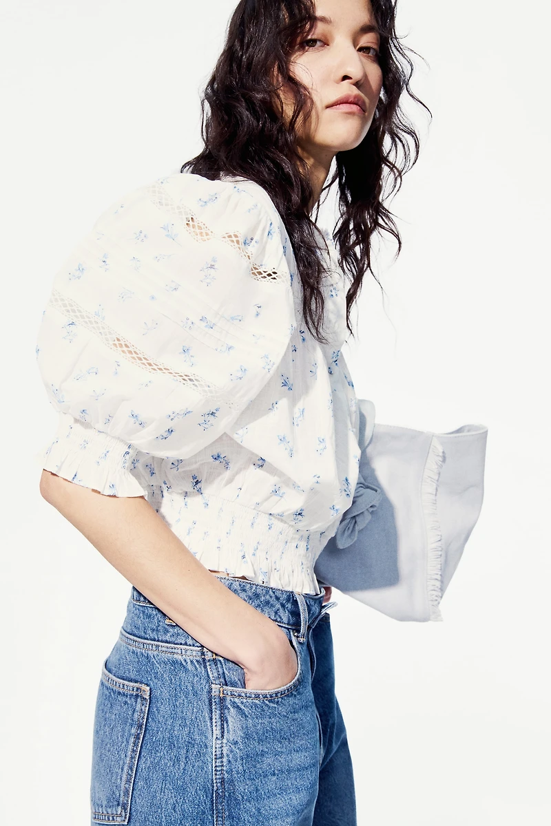 Blouse en coton avec plis nervure