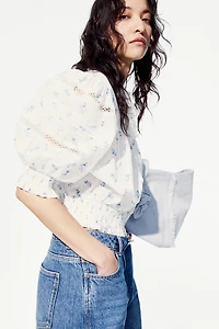 Blouse en coton avec plis nervure