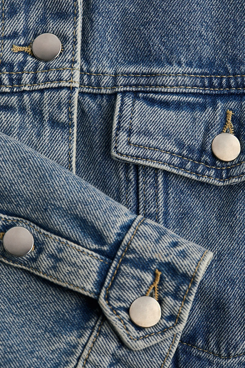 Denim Jacket with Shoulder Pads