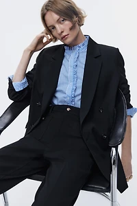 Ruffle-Trimmed Poplin Blouse