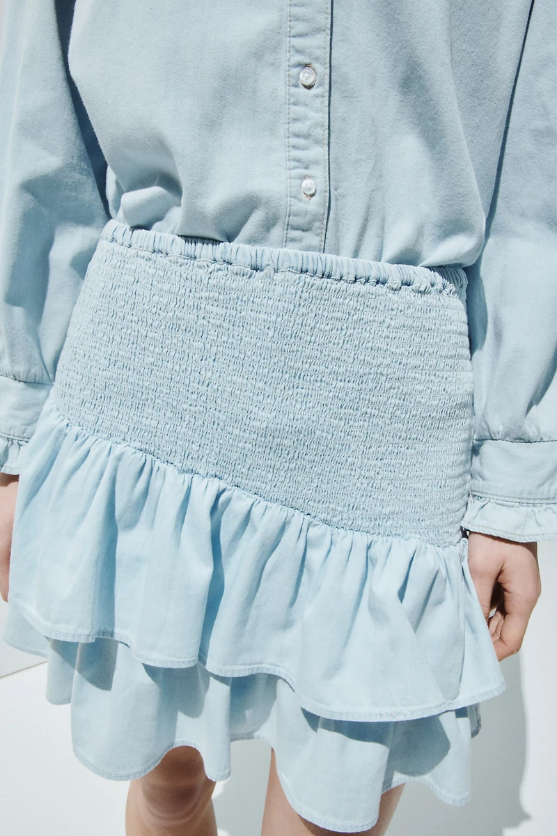 Jupe smockée en denim