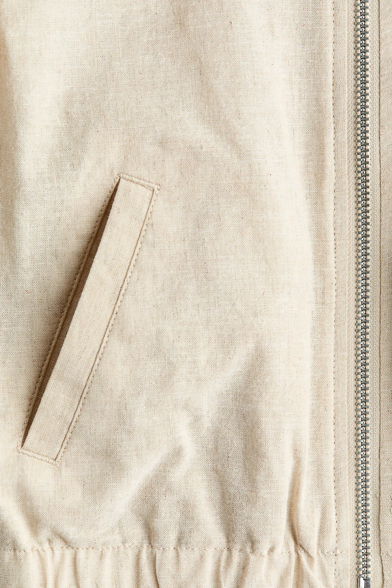Linen-Blend Bomber Jacket