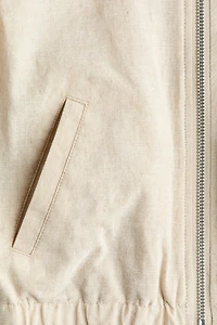 Linen-Blend Bomber Jacket