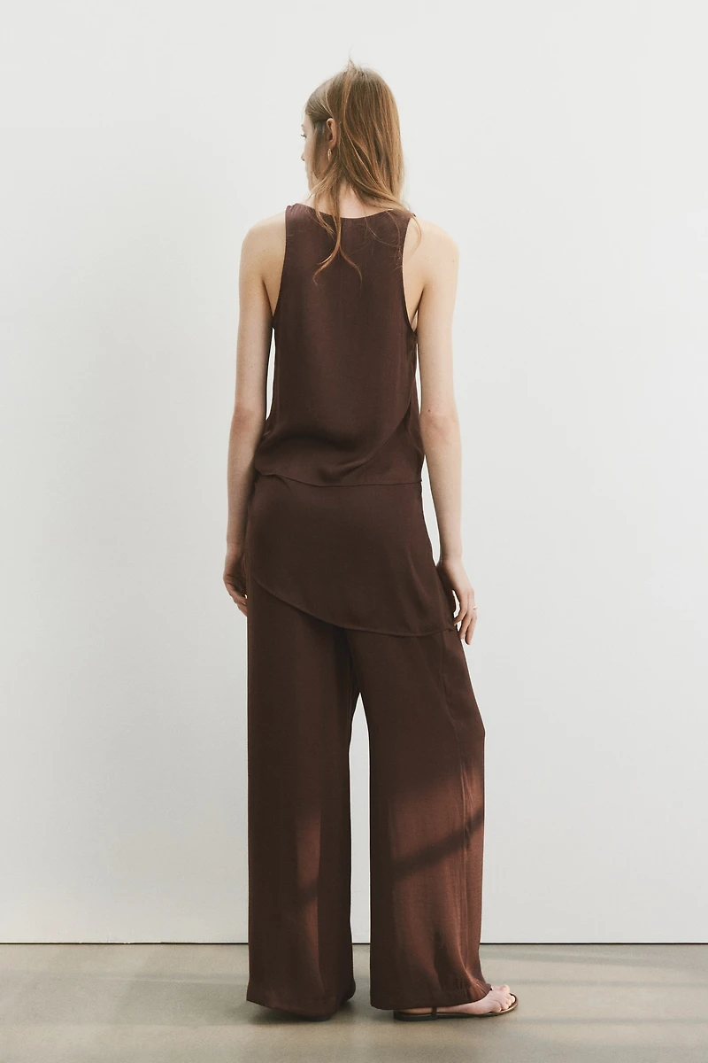 Scarf-Detail Chiffon Pants