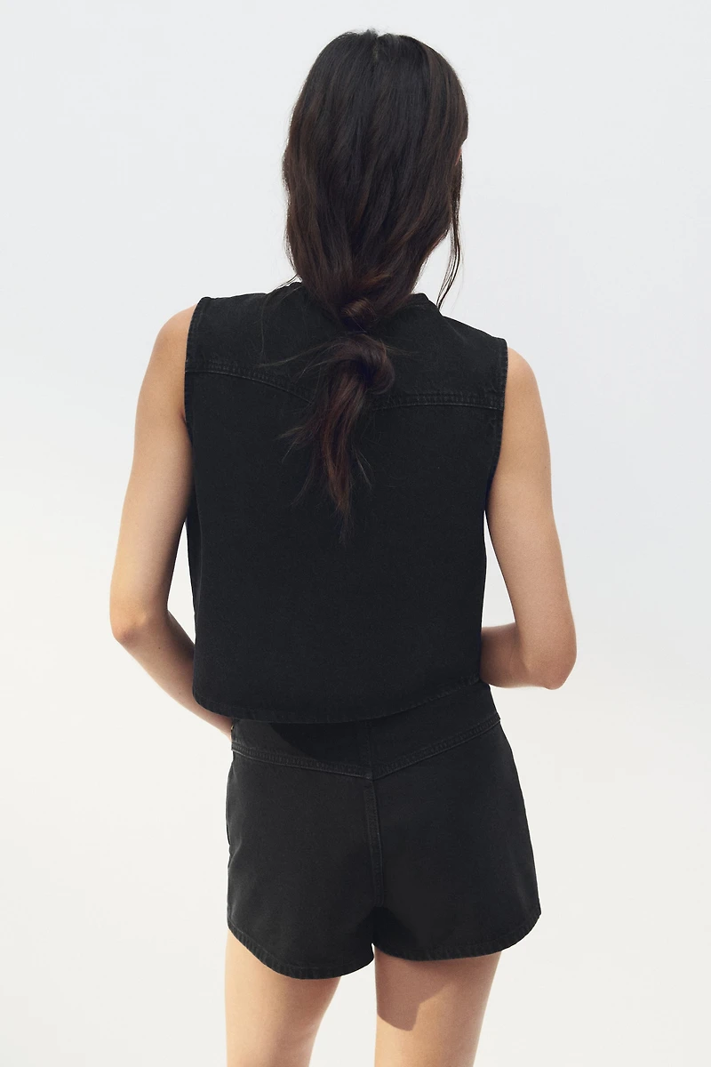 Tie-Front Denim Vest