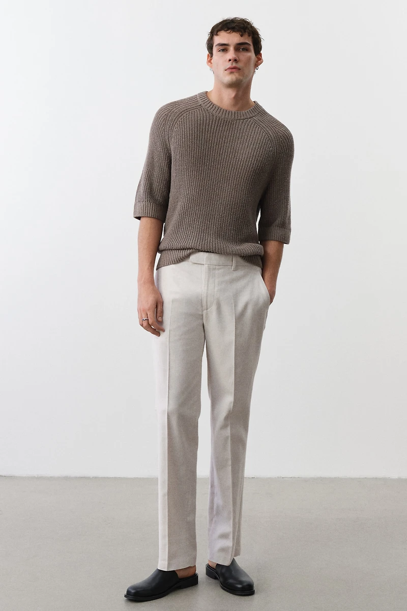 Pantalon de costume classique en lin mélangé