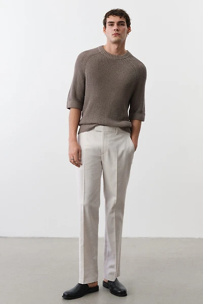 Pantalon de costume classique en lin mélangé