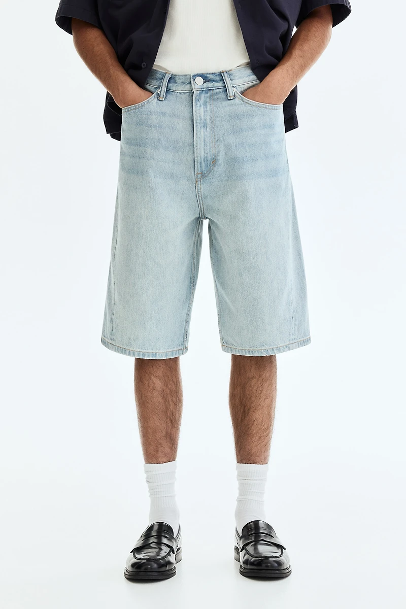 Baggy Twist-Detail Denim Shorts