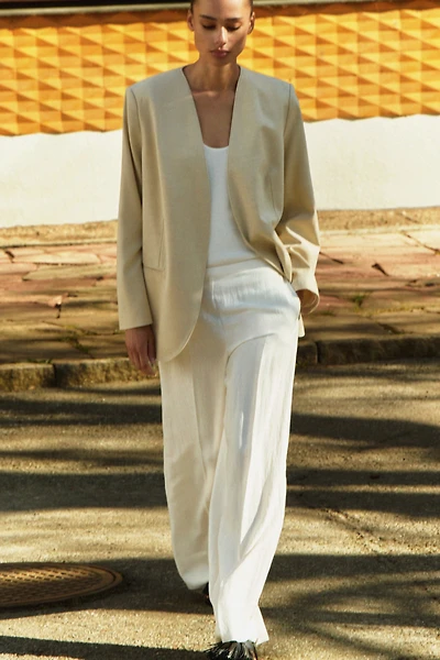 Wide-Leg Twill Pants