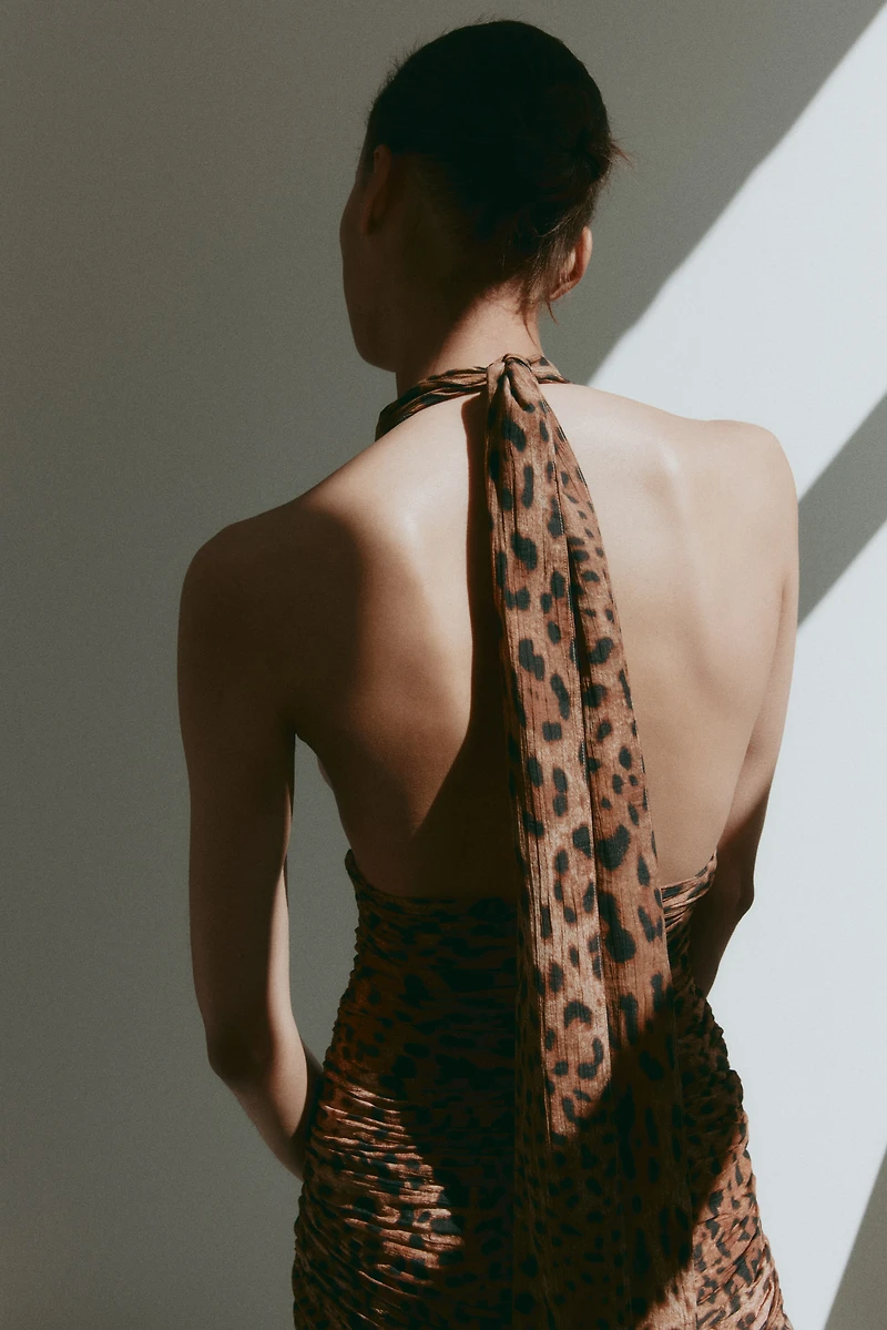 Ruched Scarf-Detail Dress