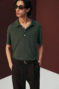 Regular-Fit Fine-Knit Polo Shirt