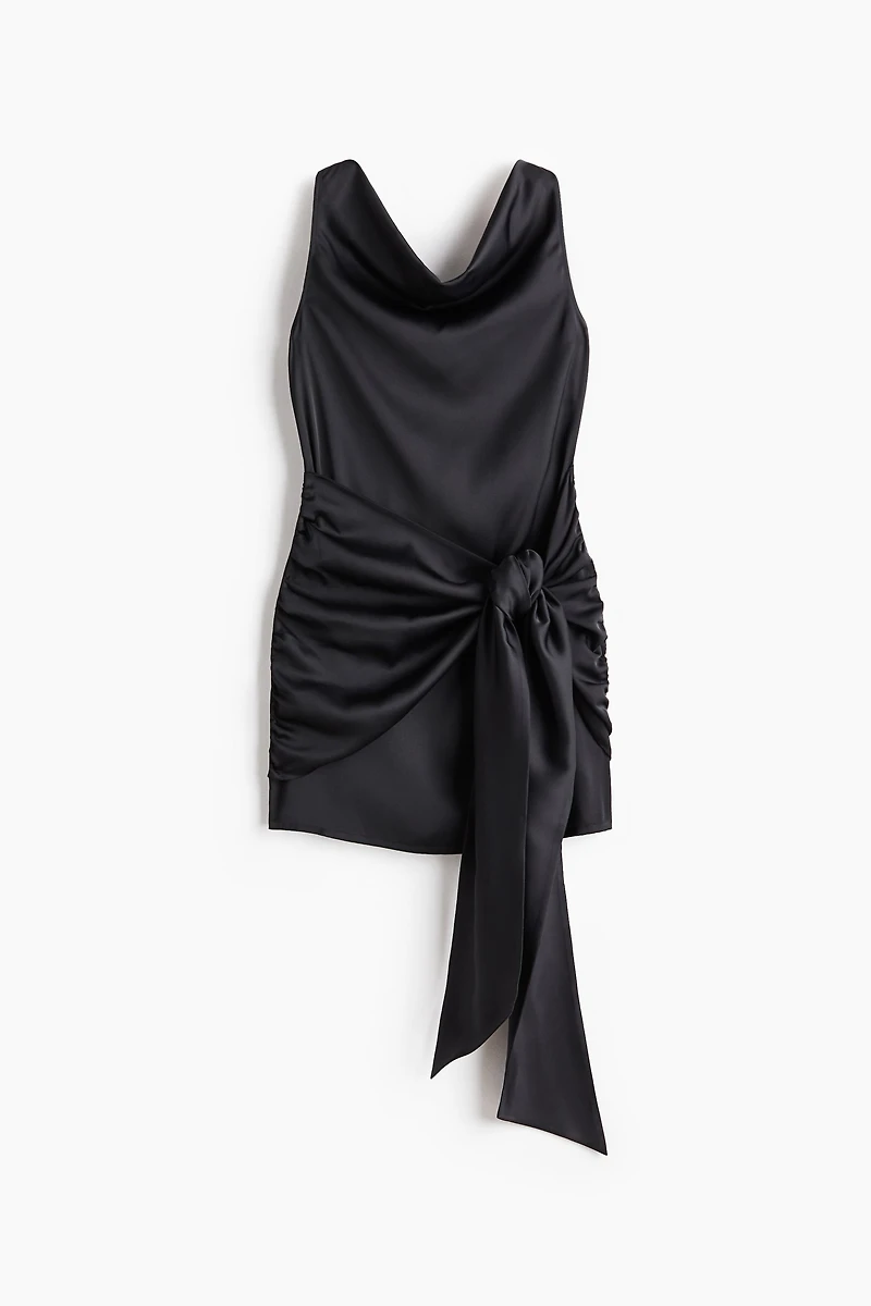 Cowl-Neck Satin Dress