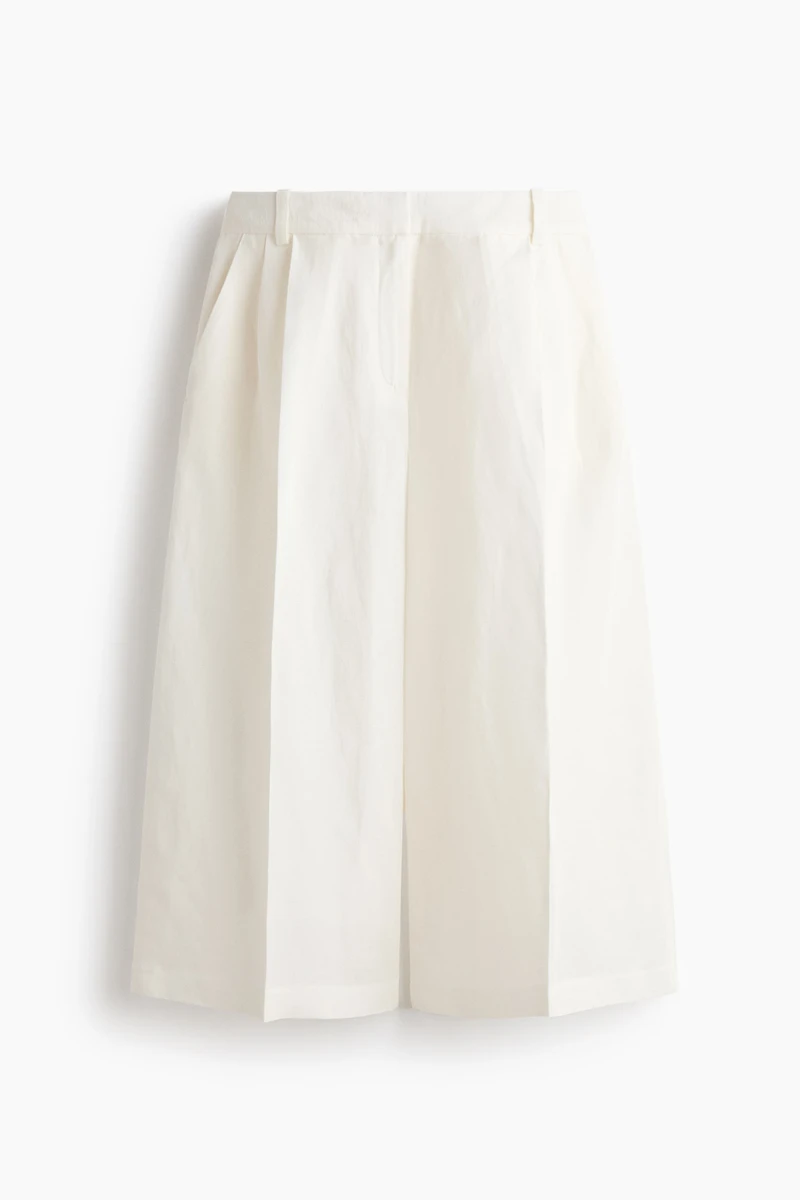 Wide-Leg Linen-Blend Culottes