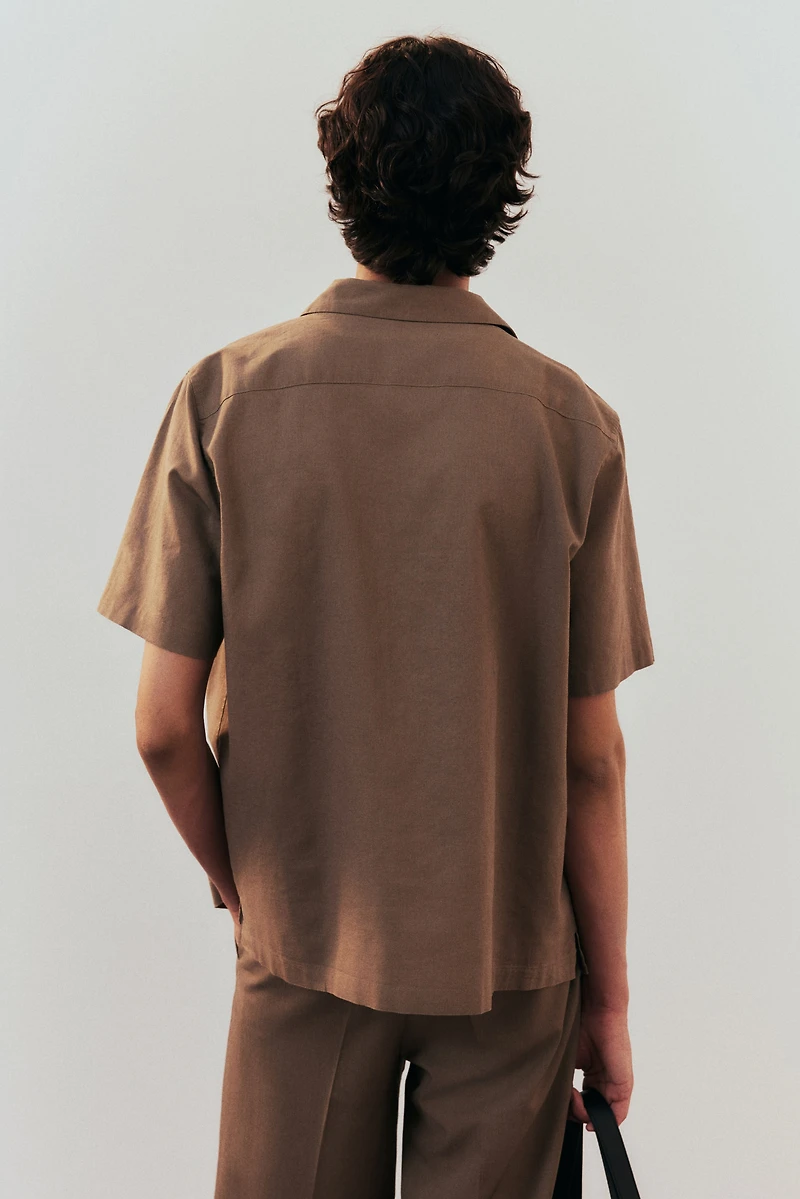 Regular-Fit Short-Sleeved Linen-Blend Shirt