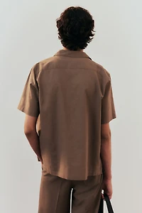 Regular-Fit Short-Sleeved Linen-Blend Shirt