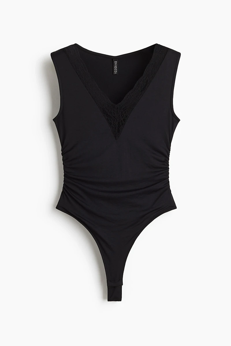 Lace-Trimmed Thong Bodysuit