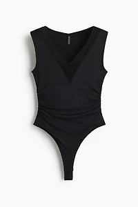 Lace-Trimmed Thong Bodysuit